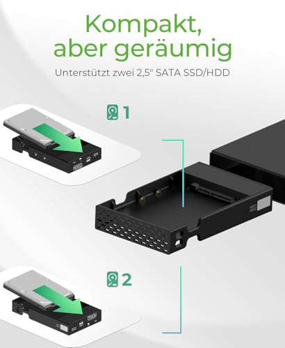 Caja Externa ICY BOX para 2x SSD/HDD 2.5", USB 3.1 miniatura 6
