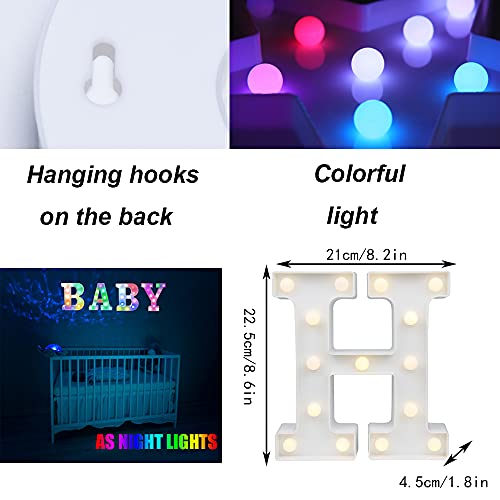 Image of LED Marquee Letter Lights, 18 Colors Changing Light Up Letters with Remote, RGB Alphabet Letters Sign for Girls Boys Gift Birthday Party Night Light Bedroom Wedding Christmas Decor-Colorful H
