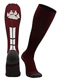 MadSportsStuff Wild Paw Over the Calf Socks (Maroon/White/Graphite, Small)