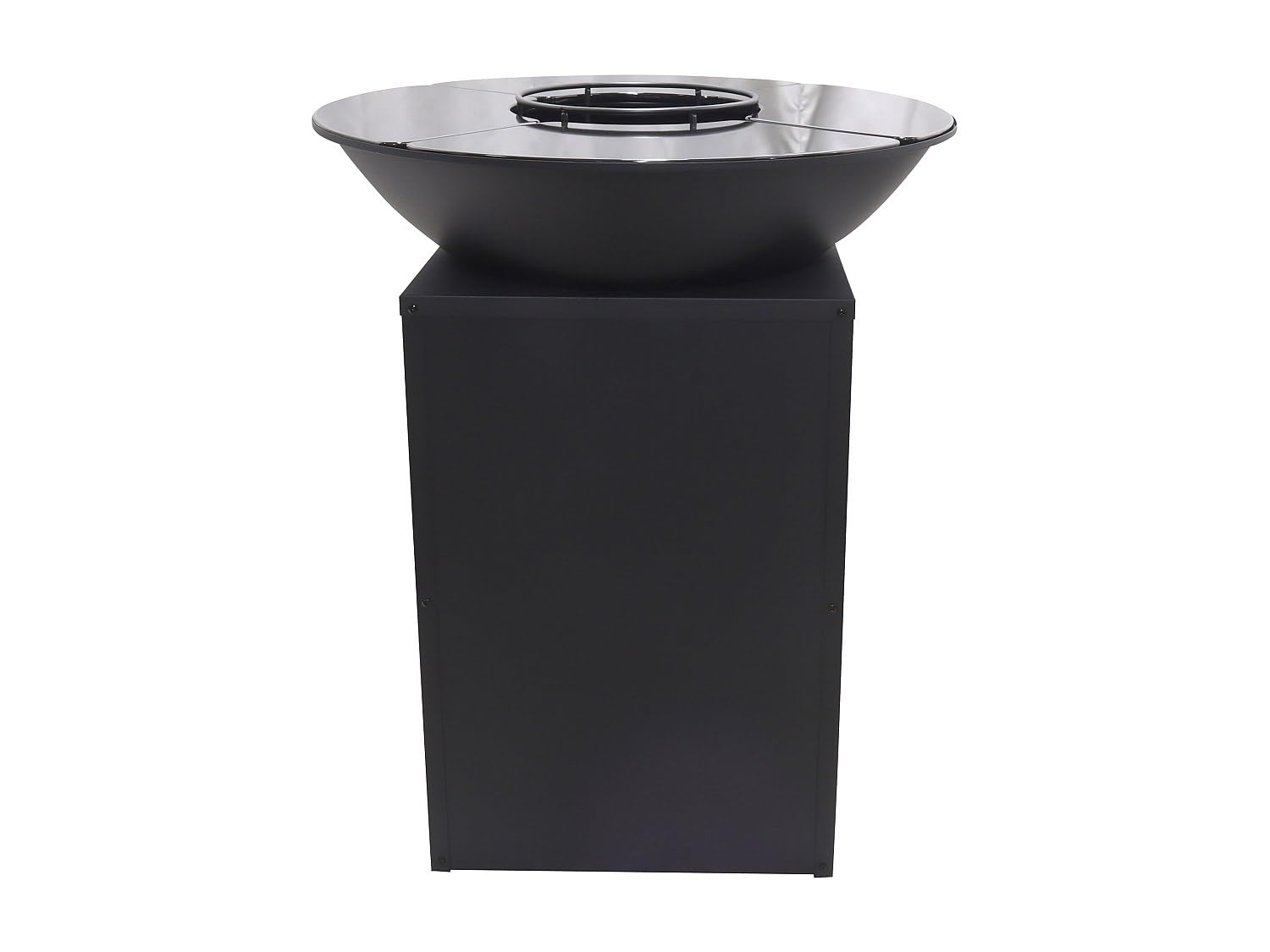 Vente-unique - Barbecue plancha brasero à charbon et bois avec rangement L80 x l80 x H95 cm noir - IGNOS