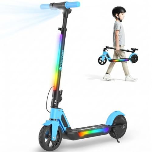 Image of isinwheel S7 Kids Electric Scooter, 250W Adjustable E-Scooter for Ages 8-14 | Foldable kids scooter with Bluetooth speaker, 3 adjustable heights, light-up wheels, cruise control, 3 speed modes for kids