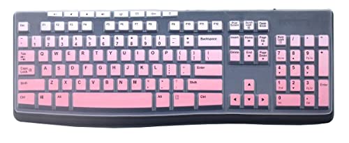 Ultra Thin Desktop PC Silicone Clear Keyboard Cover Skin Protector Compatible for Logitech MK295 MK275 MK270 Wireless Keyboard, Logitech K200 K260 K270 MK200 MK260 Keyboard (Gradient Pink)