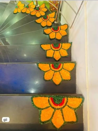 Image of Rangoli Floor Decoration Mat, Haldi & Mehndi Ceremony, Pooja and Festivals | Traditional Floral Design Decorative Mat for Home Entrance, Mandap & Event Decor