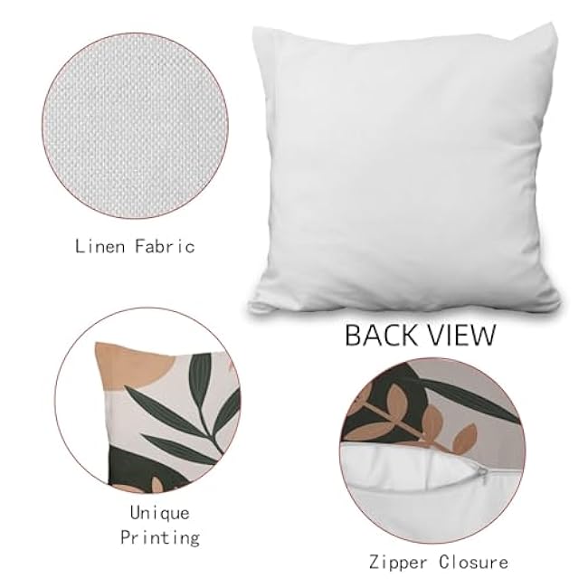 4 Pcs/Set Tropical Leaves Pillow Covers Green Palm Leaves Abstract Plants Geometric Leaf Throw Pillow Covers for Outdoor Home Couch Sofa Farmhouse Decor, 16x16