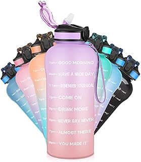SLUXKE 2 Litre Water Bottle With Straw and Time markingsHalf Gallon/64OZ Motivational Water Bottle,BPA Free Wide Mouth Leak-Proof Sports Water Jug for Fitness Outdoor Enthusiasts
