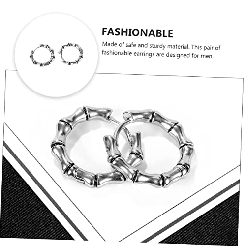 USHOBE 1 Par Brincos De Aço De Titânio Para Homens Brincos De Aço Inoxidável Orelha De Hip-hop Brinc