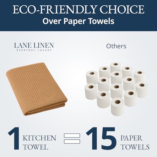 LANE LINEN Kitchen Towels Set - Pack of 6 Cotton Dish Towels for Drying Dishes, 18”x 28”, Kitchen Hand Towels, Absorbent Tea Towels, Quick Drying Kitchen Towel Set - Beige