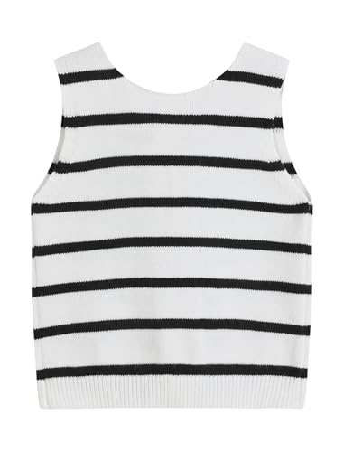 ZAFUL Sweater Vest Top for Women Casual Cropped Bow Tie Back Sleeveless Sweaters Knitted Tank Tops 20252