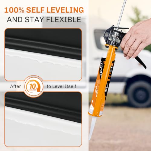 Image of WELLUCK 12PC Self Leveling RV Roof Sealant Lap for RV Roofs, White Flexible Repair Caulking Rubber Epdm Sealant for Camper Motorhomes Trailers, Secure Odorless Waterproof & UV All Weather Adhesive