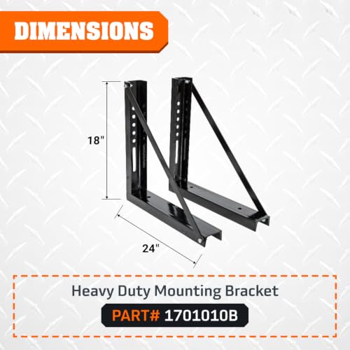 Image of Buyers Products 1701010B Heavy Duty Bolted Black Structural Steel Mounting Brackets for Underbody Truck Tool Box, Set of 2, 18 inch x 24 inch, Corrosion Resistant, Universal Hole Pattern For Quick Mounting