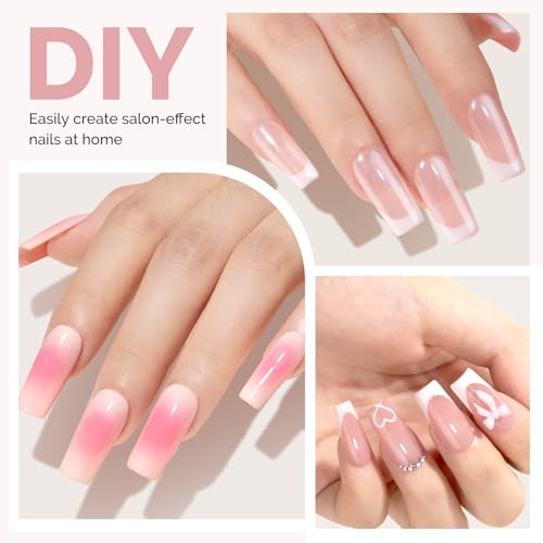 Image of MelodySusie Square Gel Nail Tips Kit-300Pcs Pre-Building Apex Fake Nail Tips 20g Solid Nail Glue Gel,Half Matte Full Cover Clear Acrylic Nail,15Sizes Thick Strong Long Lasting for Home DIY&Salon