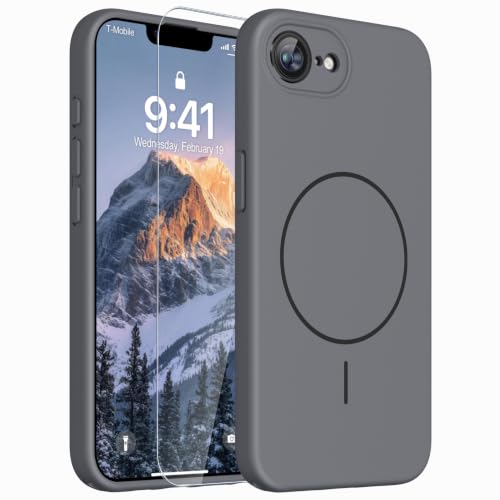 Image of Magnetic for iPhone 17e Case /iPhone 16e Case,Shockproof Matte Case,Grey | with Screen Protector,Compatible with MagSafe,Military Grade Drop Protection,Full Camera Protection,Non-Slip Design Cover