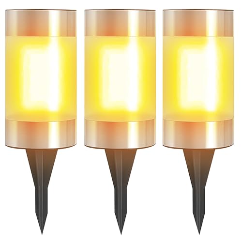 SKIKHN Luz Solar LED para Tumba, 3 Piezas Impermeables Velas Solares para Tumba, Luces Solares LED para Tumbas con Estaca, Velas Solares para Tumbas, para Exteriores Decoración Tumbas, Blanco