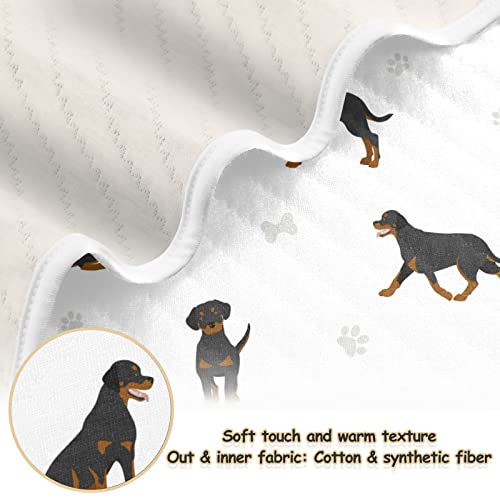 Image of Swaddle Blanket Rottweiler Dog Cotton for Infants, Receiving Lightweight Soft Swaddling for Crib, Stroller, Nursery, 30x40 in