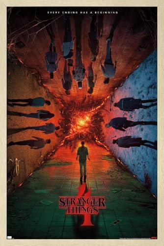 Netflix Stranger Things: Season 4 - Group Teaser One Sheet Wall Poster, 34L" x 22.4W", Blonde Framed Version