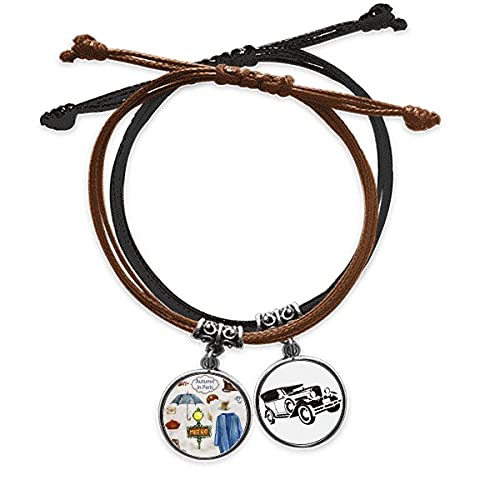 Robe de la Vie bracelet corde en cuir avec chaine minibus un bijou artisanal elegant