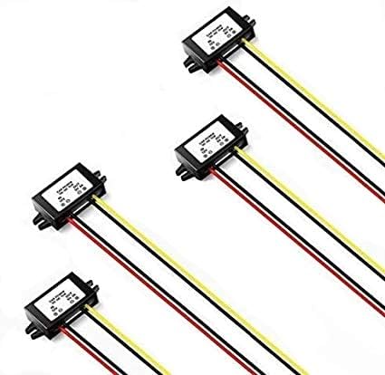 Magnolora - Paquete de 4 unidades de fuente de alimentación LED para coche, 12 V a 5 V, 3 A, CCCC Buck convertidor