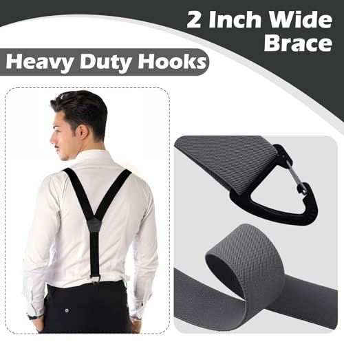 Janmercy 2 Pcs Y Back Hidden Suspender 1.5 Inch Heavy Duty Suspenders for Men Under Clothing