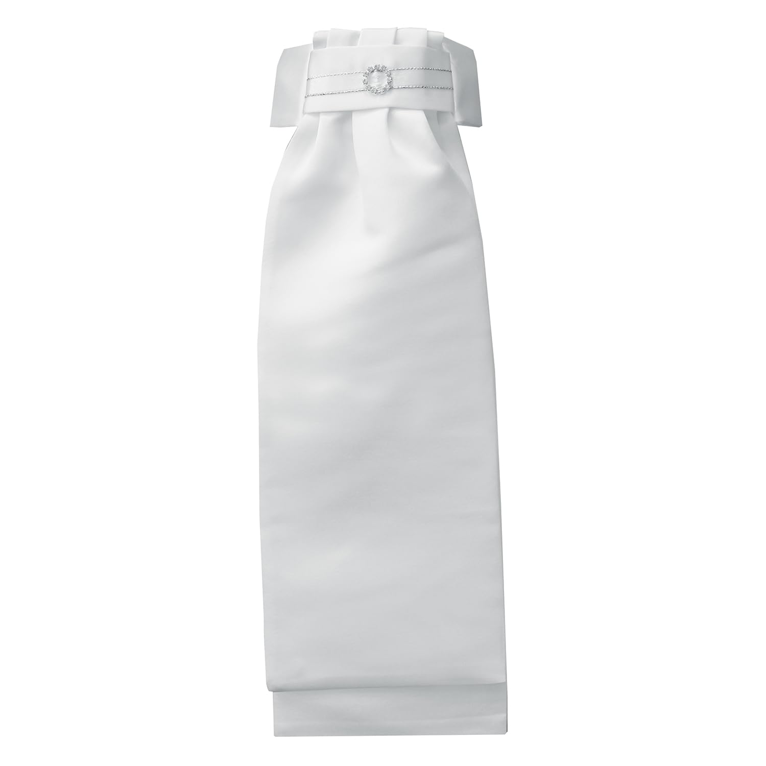 Equetech Deluxe Ready-Tied Stock – White Circle Diamante Equestrian Dressage Tie (Stock Pin Not Included)