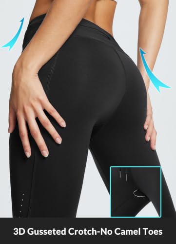 Image of baleaf Women's Fleece Lined Leggings Tights Ski Hiking Pants with Pockets | Water Resistant; No Camel Toes; High Waisted Thermal Warm Leggings with 2 Pockets; Perfect for Running,Cycling & Daily Wear