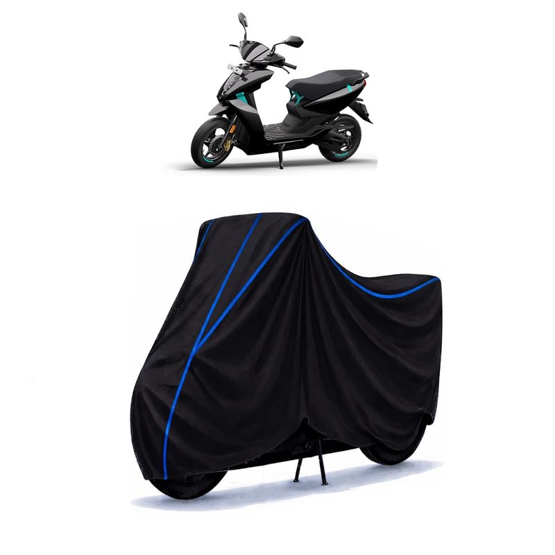 Image of Scooty Cover Water Resistant for 450X | Universal Scooter & Bike Cover | Heavy Duty UV Protection | Dust, Rain & Scratch Protection | Elastic Fit All Weather Indoor Outdoor | Black with Blue Piping