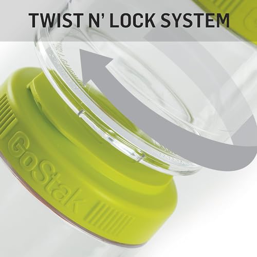 Image of BlenderBottle GoStak Twist n' Lock Storage Jars, 4-Piece Starter Pak, Black (Pack of 12)