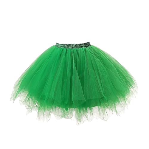 Damen Tüllrock tütü Rock Ballett Tanzkleid Tulle Unterkleid Petticoat Tutu Cosplay für Karneval Kostüm (Grün)