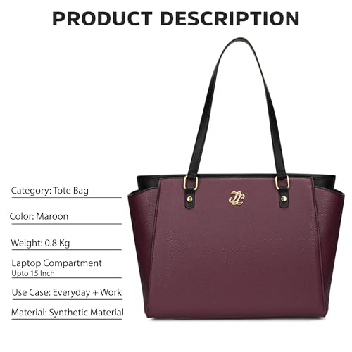 Image of Lavie Signature Women's Lincoln Large Tote Laptop Bag | Tote Laptop Bag for Work | Ladies Purse | Stylish Shoulder Bag | Gift for Women
