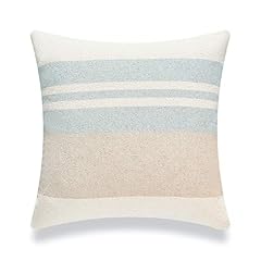 Light Blue Tan Taupe Color Blocked Stripe 18"x18"
