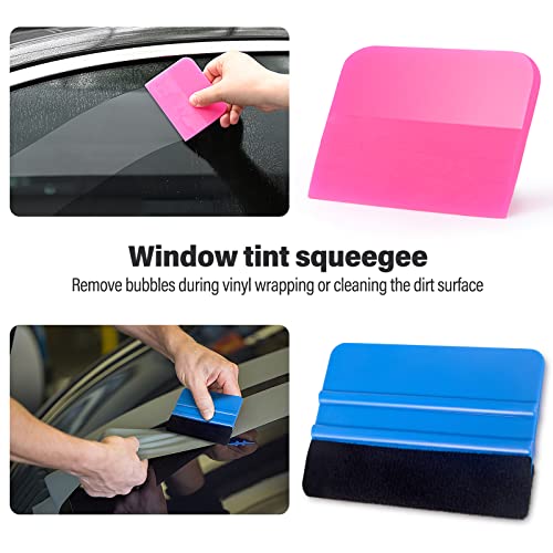 Gomake Window Tint Tools Set With Heat Gun, Car Wrapping Kit Vinyl Wrap Tool Window Tint Protective Film Installing Tool With Felt Squeegee, Wrap Stick /Rubber /Corner/Hard Card Squeegee #TOP4