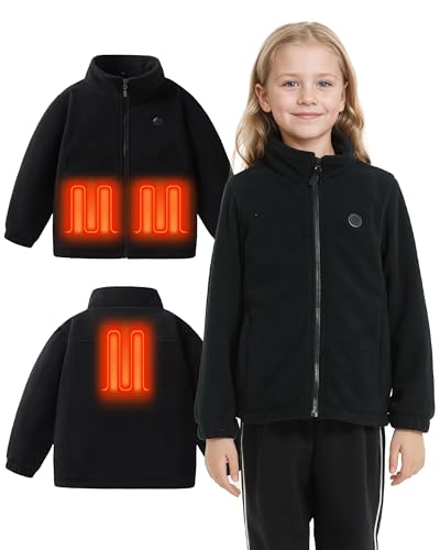 Kids Heated Jacket,Boys Girls Fleece Jacket for Kids, Electric Heating Warming Jacket with 5V Battery Pack.