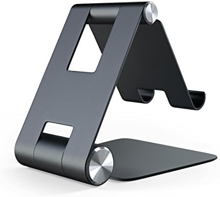 Satechi R1 Multi-Angle Foldable Tablet Stand - Compatible with 2022 iPad Air M1, 2021 iPad Pro M1, 2020/2018 iPad Pro, iPhone 13 Pro Max/13 Pro/13 Mini/13, iPhone 12 Pro Max/12 Mini/12 (Black)