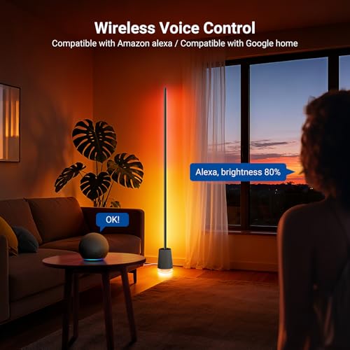 Image of NEEWER NF06 RGB IC CW Smart Floor Lamp, 1500lm LED Standing Corner Light, APP /AI Design /Music Sync, 16 Million Color Ambient Lighting Compatible with Google and Alexa, Living Room Bedroom Home Decor