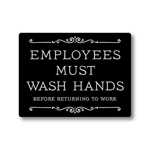 Employees Must Wash Hands Sign (Black 6 x 4.5