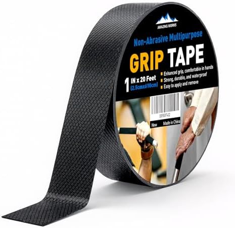 Rubber Grip Tape, 1 In x 20 Ft Non-Abrasive Grip tape for handles, Strong Adhesive Waterproof Heat Resistant Cushion grip, Comfortable in hands, perfect for handles, handlebars, or any slippery stuff