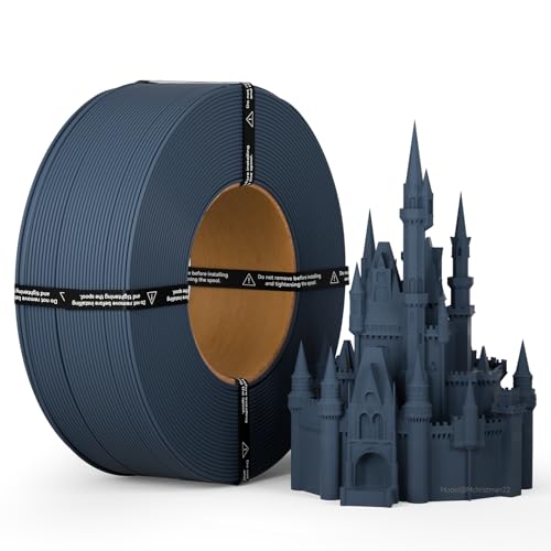 マットPLA 補充フィラメント 1.75mm ブラック 1kg スプールレス設計 寸法精度±0.02mm 繰り返し使用可能スプール対応 3Dプリンター用 青