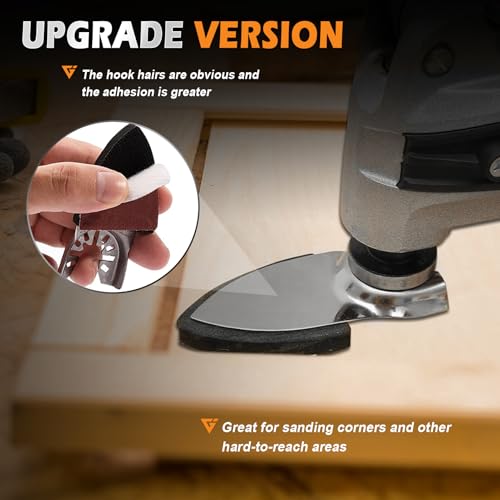 Image of 156pcs Finger Sanding Kit - 150 Papers & 6 Pads, 60-240 Grit for Multi-Tools, Wood /Metal /Plastic, Hook & Loop Backing