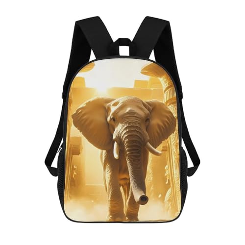 Ancient Egypt Elephant 17 Inch Backpack Classic Travel Daypack with Adjustable Shoulder Straps for Men Women