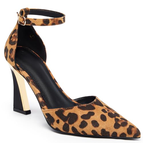 Image of Juliet Holy Womens Pumps Point Closed Toe Heels Buckle Ankle Strap D'Orsay Heeled Sandals