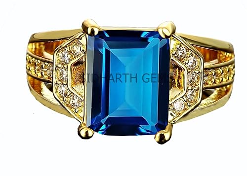 Bague topaze bleue plaqué or 9,50 carats mixte certifiée labo