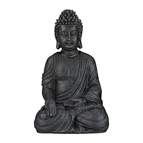 Relaxdays Buddha Figur sitzend, 40 cm hoch, Feng Shui Deko, wetterfest...