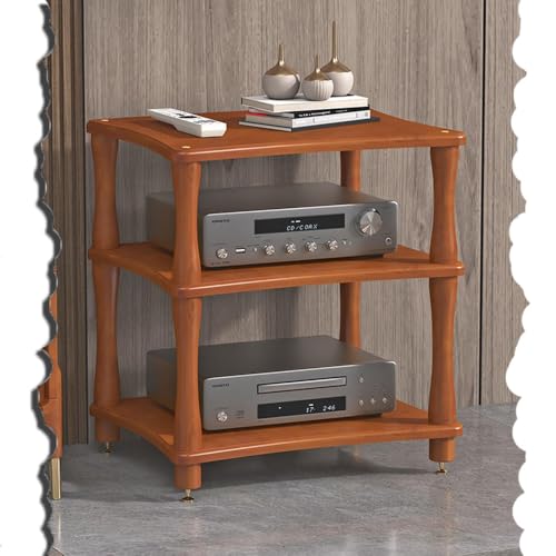 Soportes de altavoz Gabinete de madera maciza, soporte para medios audiovisuales, gabinete para componentes de audio y video, soporte de suelo para reproductor de CD, gabinete de almacenamiento abier