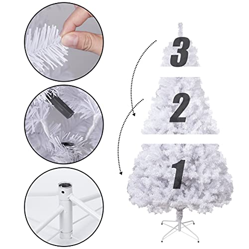 6FT-1300-Tips-Artificial-Christmas-Pine-Tree-Fake-Xmas-Spruce-Trees-Holiday-Decoration-with-Metal-Stand-Easy-Assembly-for-Outdoor-and-Indoor-Decor-White 6FT 1300 Tips Artificial Christmas Pine Tree Fake Xmas Spruce Trees Holiday Decoration with Metal Stand Easy Assembly for Outdoor and Indoor Decor White