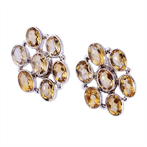 Boucles d'oreilles citrine en argent 925 de designer chic