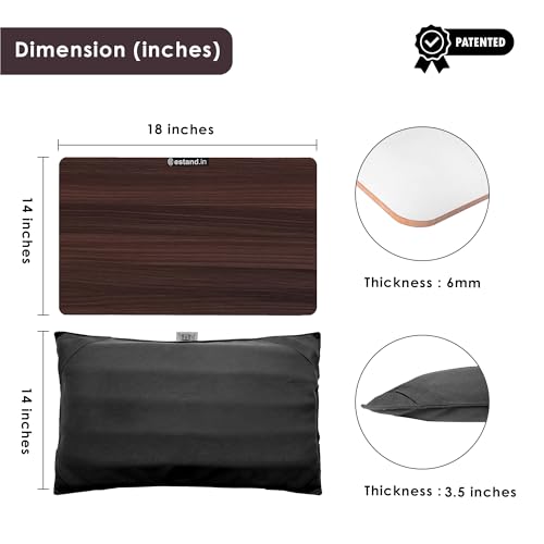 Image of Lap Board for Study | Home | Dining | Office | Laptop | Computer Desk | Reading & Writing | Multi-Purpose | Made in India | (Walnut, Cushion PAD 14X18 Walnut)
