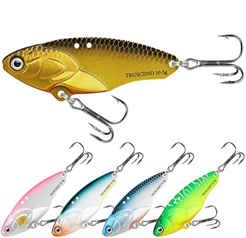 TRUSCEND Blade Bait for Bass Trout Walleye, Easy Catch Fishing Lures for All Levels & Species, Well-Made Long Cast VIB Blade Jig Spinner, VIBEspinner with BKK Sharp Hook, Freshwater Crappie Jigs 3/8oz