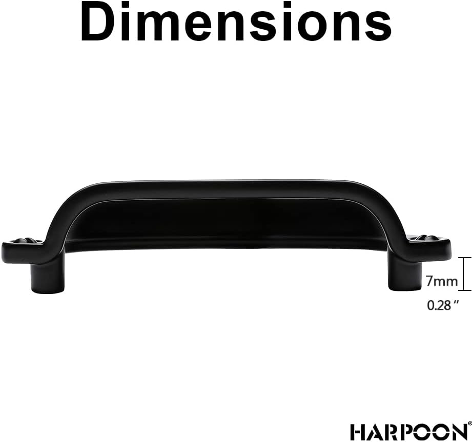 HARPOON Cup Handle Pulls Kitchen Drawer Cabinet Hardware European Style 3 Inch 10 Pack Black