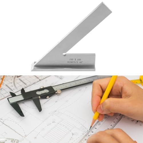 Hoite 45-Grad-Winkellineal, 45-Grad-Gehrungswinkel, Maschinenbau mit Sitz für Ingenieure und Tischler (150 x 100 mm)
