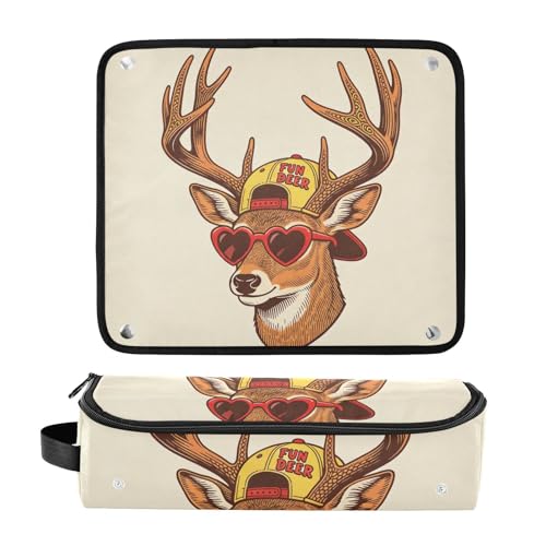 Hair Tool Travel Bag with Heat Resistant Mat Portable Travel Carrying Case for Curling Iron Straightener Flat Hair Dryer,Deer Head Retro Portable Organizer miniatura 3