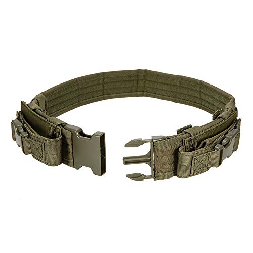 Outdoor Sports Gear Airsoft Equipment Hunting Shooting 3 in 1 Tactical Belt with Pouches - Green